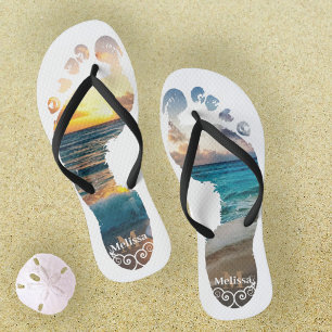 Monogramm Strand Sonnenuntergang  Flip Flops