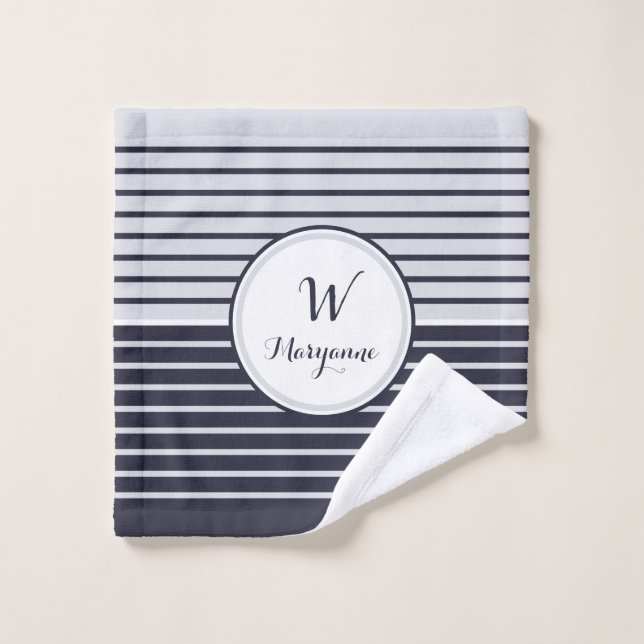 Monogramm-Streifen Badhandtuch Set (Waschlappen)