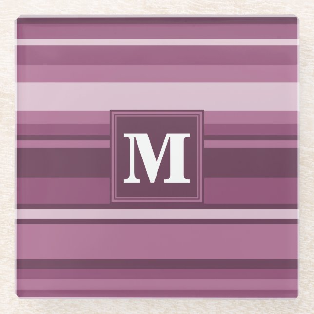 Monogramm-Streifen Glasuntersetzer (Vorderseite)