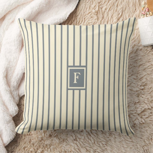 Monogramm Streifen Kissen (Decke)