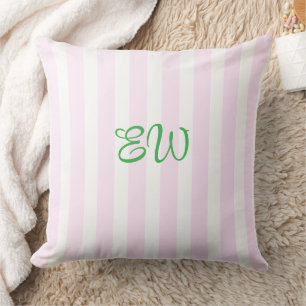 Monogramm-Streifen-Kissenhülle nach Maß Pink Lim Kissen