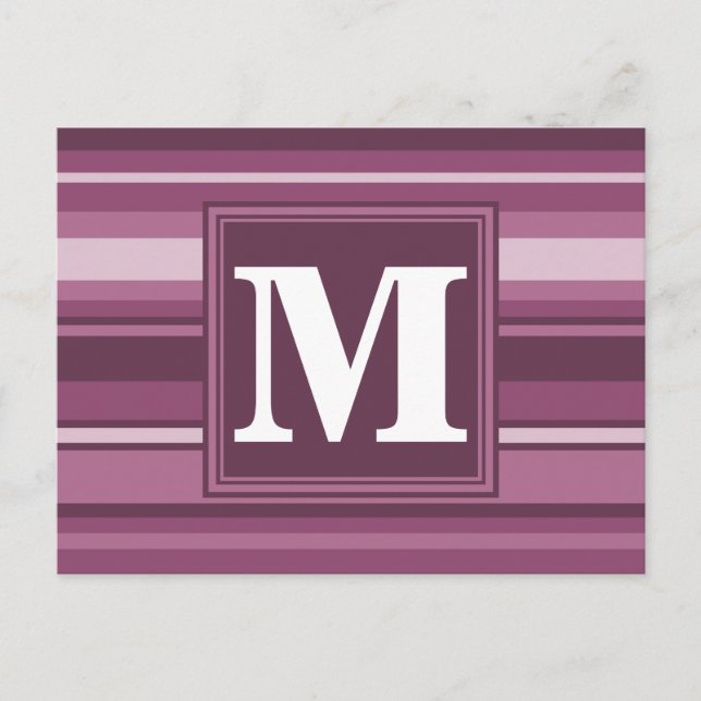 Monogramm-Streifen Postkarte (Vorderseite)