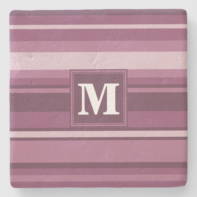 Monogramm-Streifen Steinuntersetzer (Vorderseite)