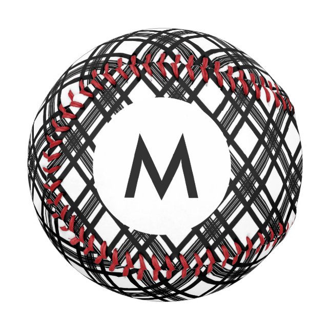 Monogramm Streifen Textur Baseball (Vorderseite Links)