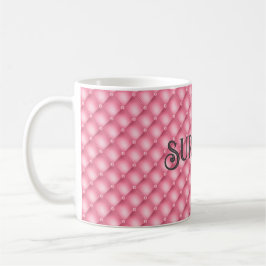 Monogramm & Survivor, rosa getuftetes Muster 11oz Kaffeetasse