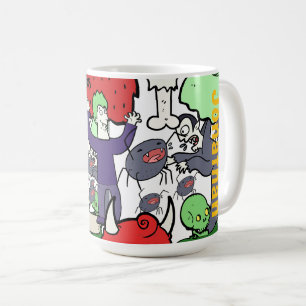 Monogramm süße Cartoon-Zeichnung farbenfroher Gebu Kaffeetasse