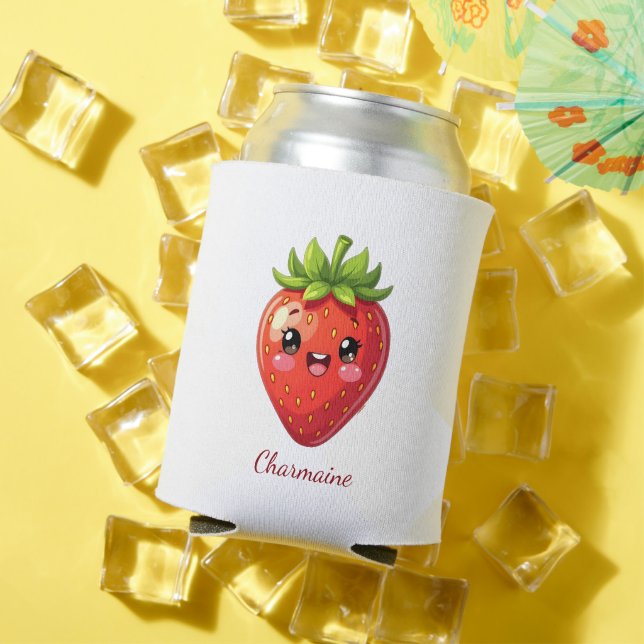 Monogramm süße Erdbeere kawaii Dosenkühler (In Situ Sommer)