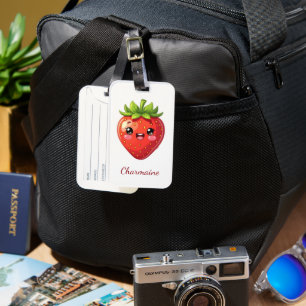Monogramm süße Erdbeere kawaii Gepäckanhänger