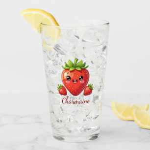 Monogramm süße Erdbeere kawaii Glas
