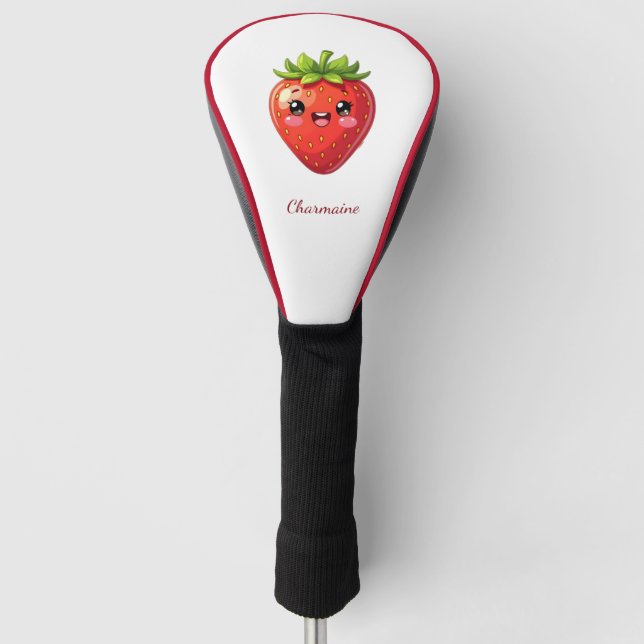 Monogramm süße Erdbeere kawaii Golf Headcover (Vorderseite)