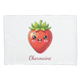 Monogramm süße Erdbeere kawaii Kissenbezug