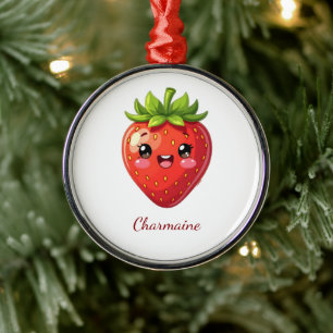 Monogramm süße Erdbeere kawaii Ornament Aus Metall