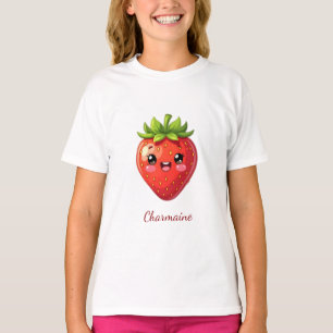 Monogramm süße Erdbeere kawaii T-Shirt
