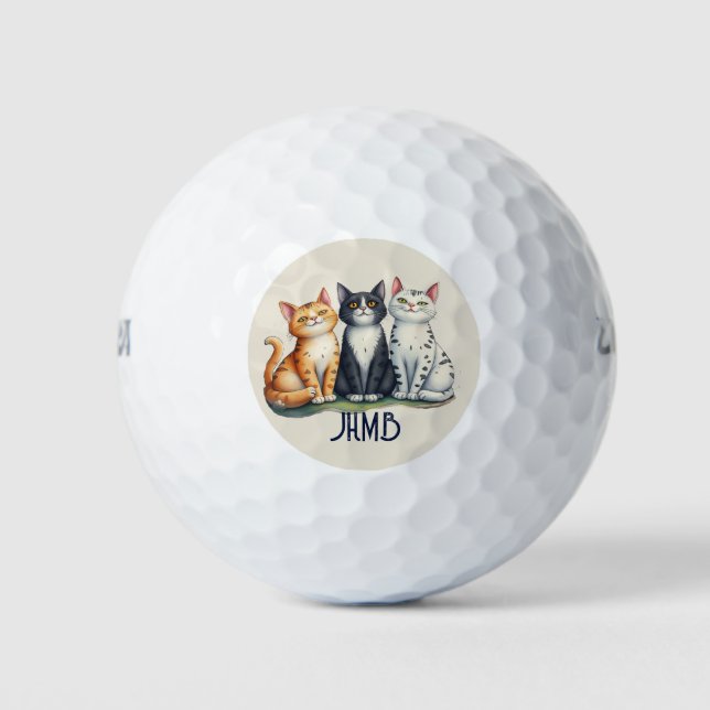 Monogramm Süße Katzen Kätzchen Tier  Golfball (Vorderseite)