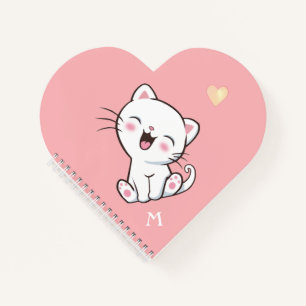 Monogramm & süße Kitty-Katze auf hellrosa Notizbuc Notizbuch