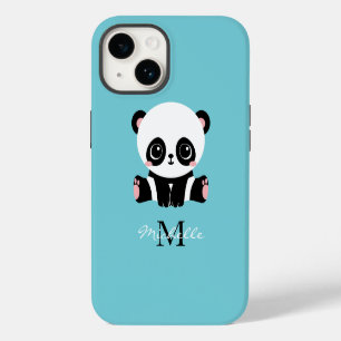 Monogramm Süßer Panda Personalisiert Bubble Gum Bl iPhone 14 Hülle