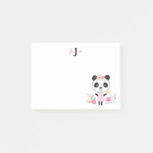 Monogramm süßer Panda Post-it Klebezettel