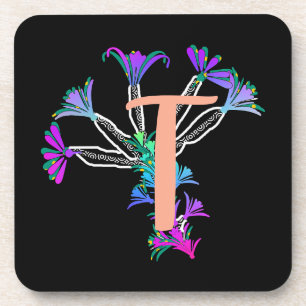 Monogramm T Initial Getränkuntersetzer Getränkeuntersetzer