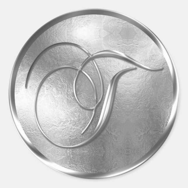 Monogramm T NONMETALLIC Silver Umschlag Aufkleber (Vorderseite)