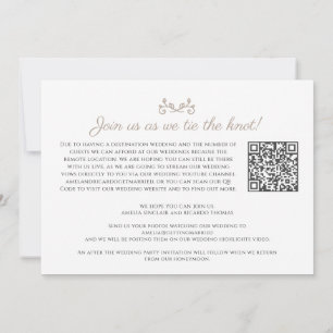 Monogramm tan weiß Hochzeitslivestream QR-Code Ankündigung
