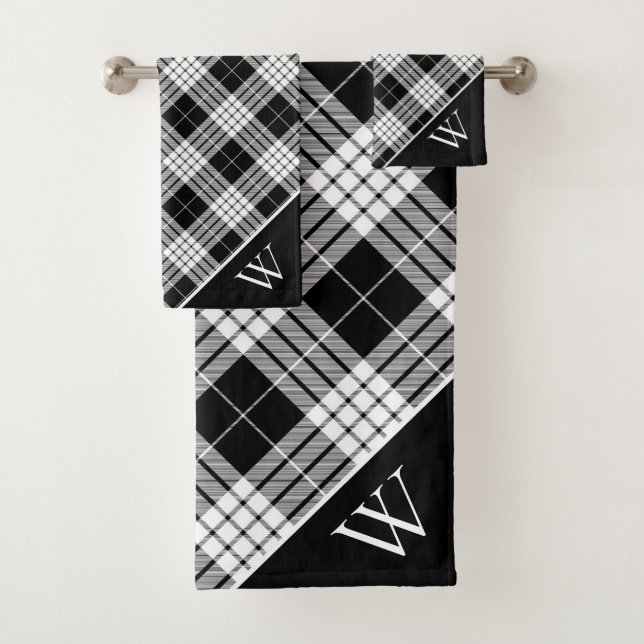 Monogramm Tartan Kariertes Badehandtuch Set (Insitu)