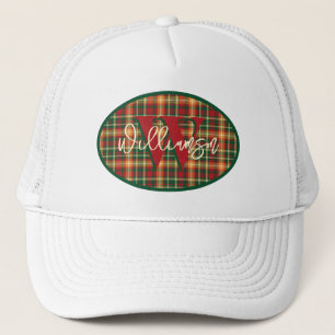 Monogramm Tartan Orange Green Kariertes Emblem Truckerkappe