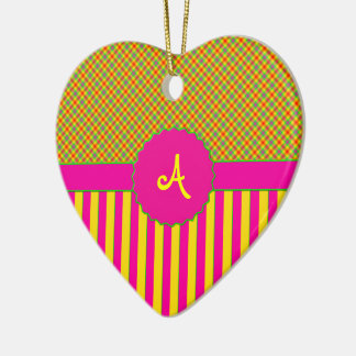 Monogramm Tartan ORNAMENT, Tutti Frutti Gelb Keramikornament