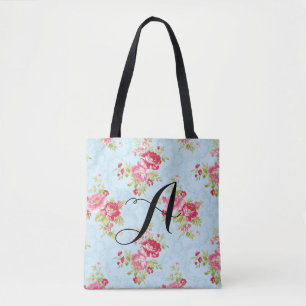 Monogramm-Tasche der Vintagen Rose. Personalisierb