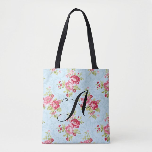 Monogramm-Tasche der Vintagen Rose. Personalisierb (Vorderseite)