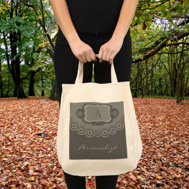 Monogramm-Tasche für tiefe Ringelblumen Tragetasche (Deep Sage Ringlets Monogram Tote)