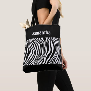 Monogramm-Tasche mit Schwarz-Weiß-Zebramuster