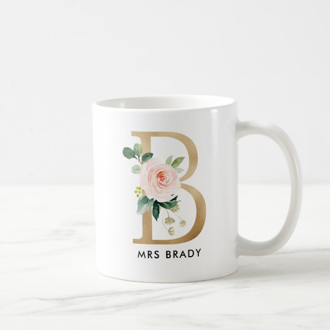 Monogramm-Tasse, Blumenmonogramm B, Kaffeetasse (Rechts)