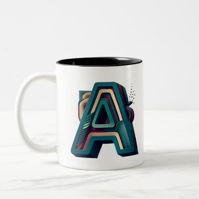 Monogramm-Tasse - Buchstabe A Zweifarbige Tasse (Links)