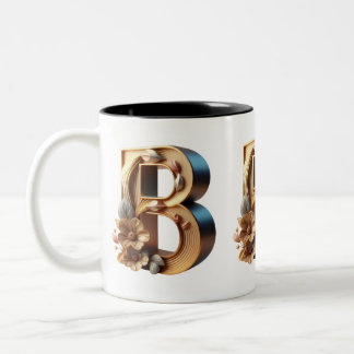 Monogramm-Tasse - Buchstabe B Zweifarbige Tasse