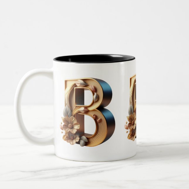 Monogramm-Tasse - Buchstabe B Zweifarbige Tasse (Links)