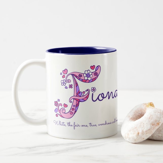 Monogramm-Tasse der Zweifarbige Tasse (Mit Donut)