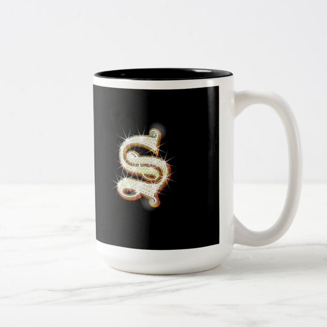 Monogramm-Tasse des Buchstabe-S Zweifarbige Tasse (Rechts)
