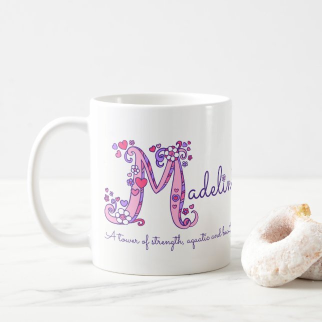 Monogramm-Tasse des Kaffeetasse (Mit Donut)