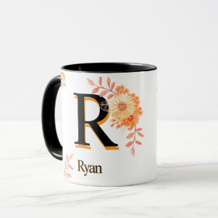 Monogramm-Tasse für Blumenmuster - eleganter Lette Tasse