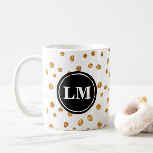 Monogramm-Tasse für den Gold-Glitzer-Spot Kaffeetasse
