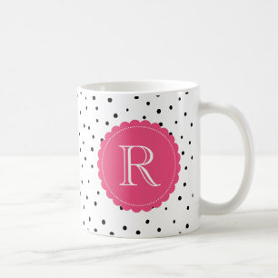 Monogramm-Tasse für schwarze und weiße Dots Kaffeetasse