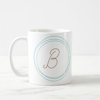 Monogramm-Tasse in Aquamarin/Gold Kaffeetasse