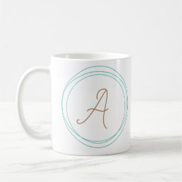 Monogramm-Tasse in Aquamarin/Gold Kaffeetasse