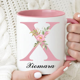 Monogramm-Tasse mit rosa Rosen Abschlussgeschenk f Tasse