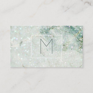 Monogramm Teal Glitzer Marmor Haar Make-up Visitenkarte