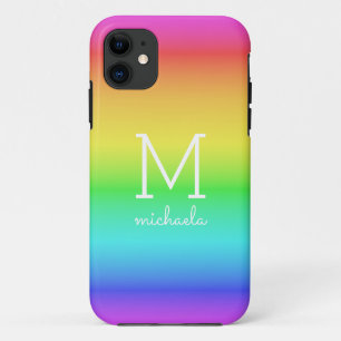 Monogramm-Telefon-Hüllen der Regenbogen-Steigung iPhone 11 Hülle