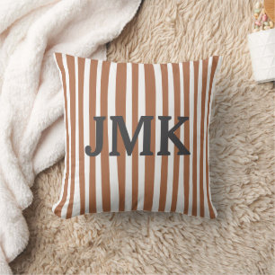 Monogramm Terrakotta Moderne Streifen Minimalistis Kissen