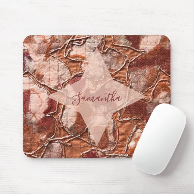 Monogramm Terrakotta Orange Boho Retro Abstract Mousepad (Mit Mouse)