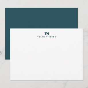 Monogramm Tief Smaragdgrün Typografie Mitteilungskarte