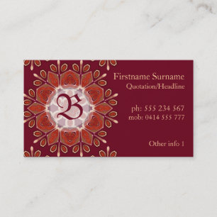 Monogramm tiefrotes florales Emblem Geschäftskarte Visitenkarte